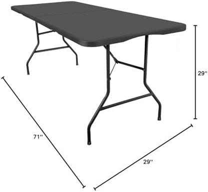 SKONYON 6ft Folding Table for Indoor Outdoor Use – Heavy Duty Foldable Table with Carry Handle Portable Tables Folding for Events, Camping, Picnics, Workstations, Banquets, BBQs (Black,3ft)