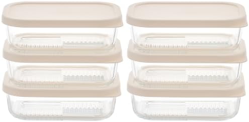 Glass Food Storage Containers with Lids — 12 Piece — 17.6 oz Glass with BPA-Free Leak Resistant Stackable Lids — Microwave, Oven & Dishwasher Safe — Ideal for Meal Prep & More - Vanilla Mist