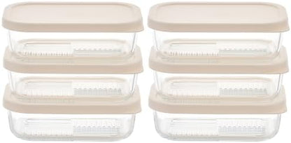 Glass Food Storage Containers with Lids — 12 Piece — 17.6 oz Glass with BPA-Free Leak Resistant Stackable Lids — Microwave, Oven & Dishwasher Safe — Ideal for Meal Prep & More - Vanilla Mist