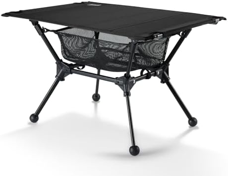 ONETIGRIS Dipper Camping Table, Lightweight Portable Folding Table with Mesh Storage Net, High/Low Options, Ideal for Camping, Hiking, Tailgating, Beach, Picnic, Travel, Backyard