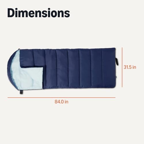 Amazon Basics Sleeping Bags for Adults, Camping Essentials, 3 Season Warm & Cool Weather