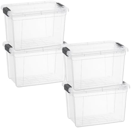 Superio 2.5 Quart Clear Plastic Storage Boxes with Lids, Stackable Organizer Containers, BPA-Free Storage Bins for Home, Office, School & Dorm, 4 Pack