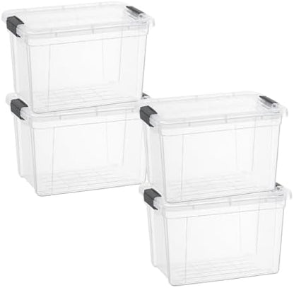 Superio 2.5 Quart Clear Plastic Storage Boxes with Lids, Stackable Organizer Containers, BPA-Free Storage Bins for Home, Office, School & Dorm, 4 Pack