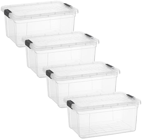 Superio 11 Quart Clear Plastic Storage Boxes with Lids, Stackable Organizer Containers, BPA-Free Storage Bins for Home, Office, School & Dorm, 4 Pack