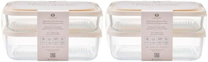 Glass Food Storage Containers with Lids — 8 Piece — 57.5 oz & 40.57 oz Glass with BPA-Free Leak Resistant Stackable Lids — Microwave, Oven & Dishwasher Safe — Ideal for Meal Prep & More Vanilla Mist