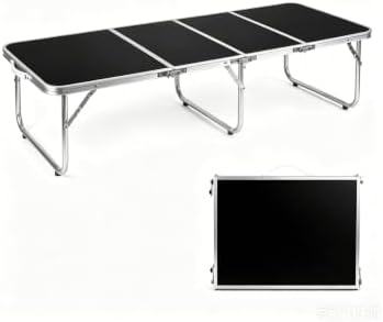 Moosinily Small Camping Table 4FT Folding Picnic Table Foldable Low Camp Table Portable Short Aluminum Outdoor Short Floor Beach BBQ Travel Black 47.2×15.7 inch