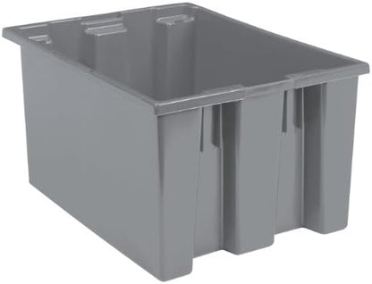 Akro-Mils 35230 Nest and Stack Plastic Storage Container and Distribution Tote, (23-1/2-Inch L x 19-1/2-Inch W x 13-Inch H), Gray, (3-Pack)