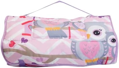 EVERYDAY KIDS Nap Mat with Removable Pillow - Carry Handle with Straps Closure, Rollup Design, Soft Microfiber for Preschool, Daycare, Travel Sleeping Bag - Sweet Owls