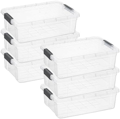 Superio 13.7 Quart Clear Plastic Storage Bin with Lid, Stackable Organizer Box, BPA-Free Storage Container for Home, Garage, School & Office, 6 Pack