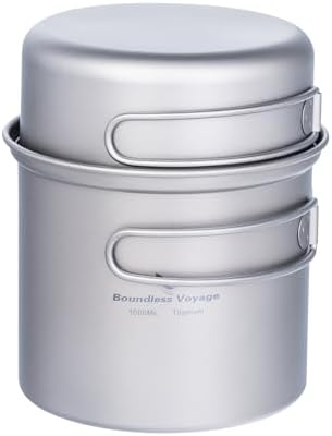 iBasingo Titanium Camping Cookware Ultralight Backpacking Pot Pan Set