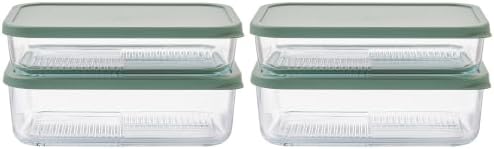 Glass Food Storage Containers with Lids — 8 Piece — 57.5 oz & 40.57 oz Glass with BPA-Free Leak Resistant Stackable Lids — Microwave, Oven & Dishwasher Safe — Ideal for Meal Prep & More - Soft Sage
