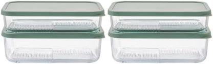 Glass Food Storage Containers with Lids — 8 Piece — 57.5 oz & 40.57 oz Glass with BPA-Free Leak Resistant Stackable Lids — Microwave, Oven & Dishwasher Safe — Ideal for Meal Prep & More - Soft Sage