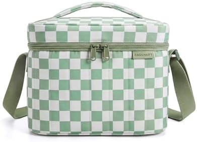 BAGSMART Lunch Box for Women, Insulated Lunch Bag Leakproof Green Checkered