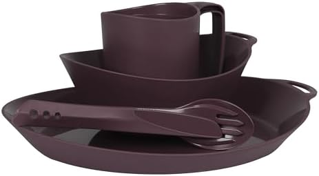 Lifeventure Ellipse Plastic 4-Piece Tableware Set: Knife/Fork/Spoon, Plate, Bowl, Mug for Camping, Travel & Outdoor