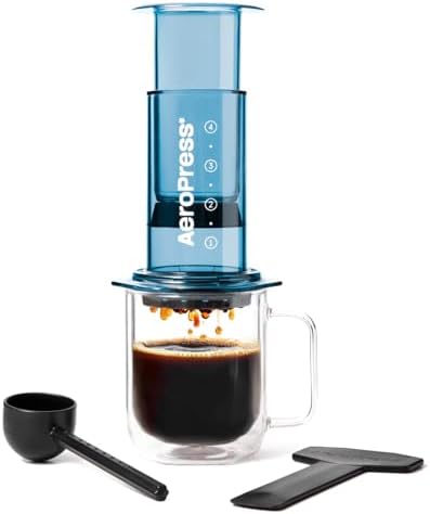 AeroPress Clear Blue Coffee Press, French Press, Pour-Over & Espresso Style