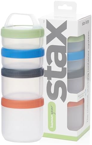 humangear Stax Modular Storage System - Food-Safe 4-Piece Stacking Container with Click-Handle