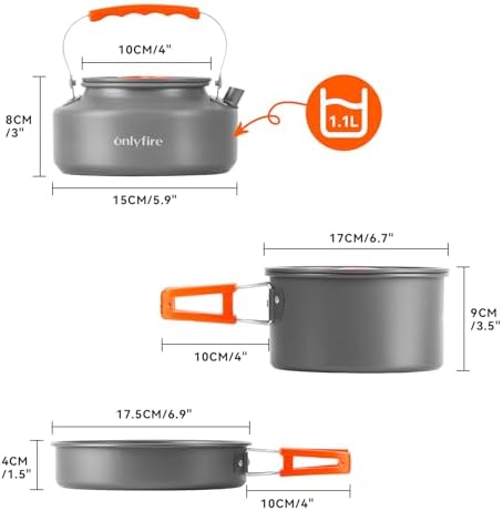 10pcs Camping Cookware Mess Kit, Outdoor Cooking Utensil Set, CT603
