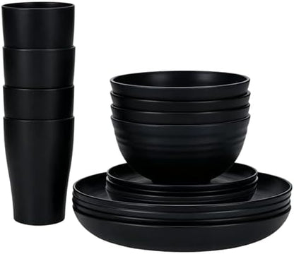 Wheat Straw Tableware Set, 16 Pieces (for 4 People)