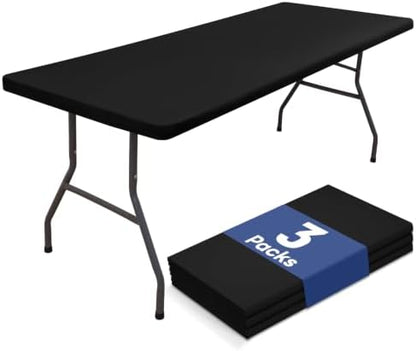 homing Rectangle Table Cloth Cover 6 Foot Black Elastic Fitted Tablecloth