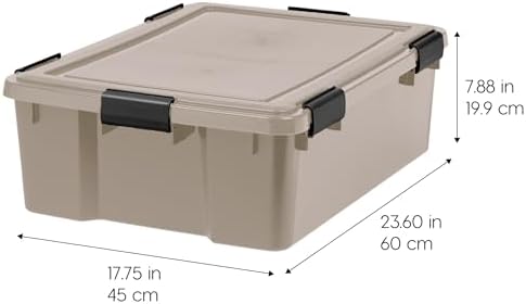 IRIS USA 4-Pack 41 Qt Storage Bins with Gasket Lids, Tan