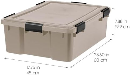 IRIS USA 4-Pack 41 Qt Storage Bins with Gasket Lids, Tan