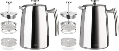 Secura French Press Coffee Maker, 34-Ounce, 304 Stainless Steel Insulated Coffee Press with Extra Screen (Pack of 2)