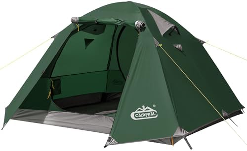 2-3 Person Backpacking Tent with Double Door 2 Vestibule, Waterproof Windproof Lightweight Easy Set Up 3 Season 2 Man Two Person Tent for Camping, Hiking, Motorcycle, Mountaineering with UPF 50+