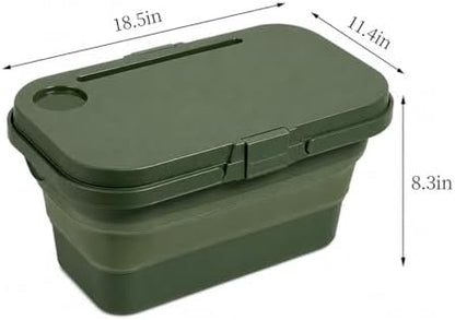 Collapsible Picnic Basket with LID,Foldable Food Storage Container for Camping,Fruit Washing,Chilled Drinks,Outdoor Travel and Kitchen Use