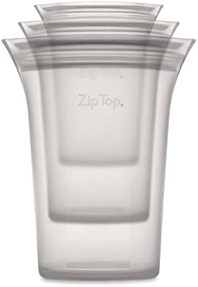 Zip Top Reusable Food Storage Bags | 3 Cup Set [Gray] | Silicone Meal Prep Container | Microwave, Dishwasher and Freezer Safe | Made in the USA