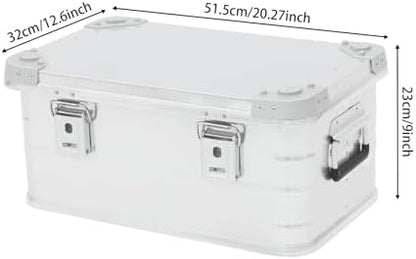 Aluminum Storage Box with Lid, 30L/7.93Gal Heavy Duty Overland Storage Box Stackable Trunk Organizer with Handles & Latches for Truck Bed SUV Camping Outdoor Home Organization