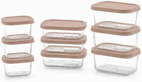 Glass Food Storage Containers with Lids - 18 Piece - 10.5 oz, 17.6 oz & 25.4 oz Sets Glass with BPA-Free Leak Resistant Stackable Lids - Microwave, Oven & Dishwasher Safe - Ideal for - Cashew Cream