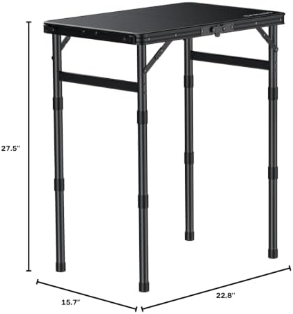 GARLLEN Waterproof Folding Camping Table with 3 Adjustable Height Max 27.5"