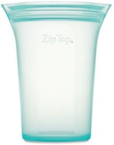 Zip Top Reusable Food Storage Bags | Medium Cup [Teal] | Silicone Meal Prep Container | Microwave, Dishwasher and Freezer Safe | Made in the USA