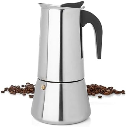Mixpresso 12 Cup Greca Moka Pot, Stainless Steel Stovetop Espresso Maker