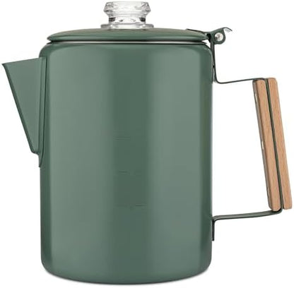 COLETTI Bozeman Color Series Percolator Coffee Pot — Camping Coffee Makers — Camping’s Favorite Percolator – NO Aluminum or Plastic (Camp Green, 9 Cup)