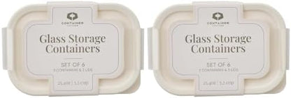 Glass Food Storage Containers with Lids — 12 Piece — 24.4 oz Glass with BPA-Free Leak Resistant Stackable Lids — Microwave, Oven & Dishwasher Safe — Ideal for Meal Prep & More - Vanilla Mist
