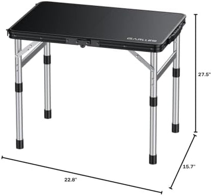 GARLLEN Waterproof Folding Camping Table 22.8" Lx15.7 W, 3-Height Max 27.5"