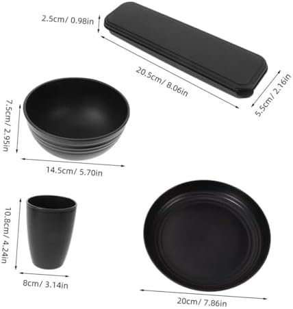 BESPORTBLE 20pcs Black Dinnerware Set for 4 People, Includes Bowl, Plate, Fork, Spoon, Knife, Reusable Portable Cutlery Set for Camping, Picnic, and Lunch Box Use