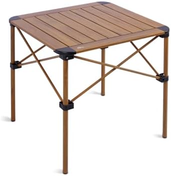iClimb Lightweight Stable Alu. Folding Square Table Roll Up Top (Nature, M)