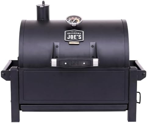 Oklahoma Joe's Rambler Portable Tabletop Charcoal Grill, 218 Sq. In. Cooking Space, Heavy-Duty Steel Construction, Cast Iron Grates, Built-In Temperature Gauge