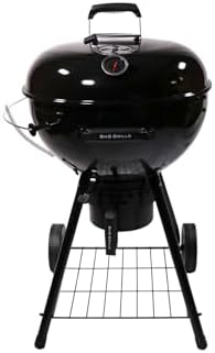 "Slow 'N Sear SnS Grills Black Edition 22"" Charcoal Kettle Grill, Porcelain Enamel, with Deluxe Insert and EasySpin Grate"