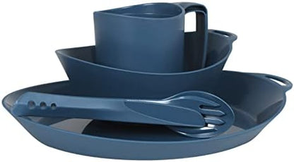Lifeventure Ellipse Plastic 4-Piece Tableware Set: Knife/Fork/Spoon, Plate, Bowl, Mug for Camping, Travel & Outdoor