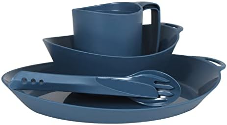 Lifeventure Ellipse Plastic 4-Piece Tableware Set: Knife/Fork/Spoon, Plate, Bowl, Mug for Camping, Travel & Outdoor