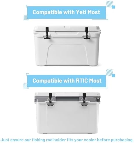 Cooler Fishing Rod Holder, Wall Mounted Fishing Pole Holder, Fishing Rod Rack Compatible with YETI Coolers and for RTIC Coolers, Cooler Accessory