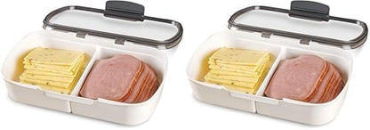 ProKeeper Split Deli Food Storage Container with Air-Tight Silicone Seal and Dry Erase Compatible Lid, 11.75 (Pack of 2)