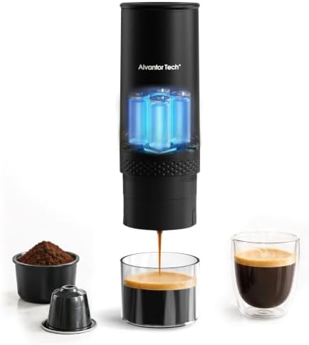 Portable Electric Espresso Machine, Mini Self-Heating Travel Coffee Maker for Ground Coffee & NS Capsules, Ideal for Camping, RV, Hiking & Office