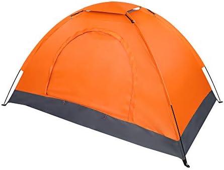 Camping Tent 1-2 Person Waterproof Windproof Dome Tent with Double Layers Door-Easy Set up-Portable Tents for Camping,Oxford Fabric,Orange
