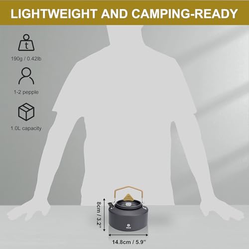 ALOCS Camping Kettle 1.1L Lightweight Camp Kettle