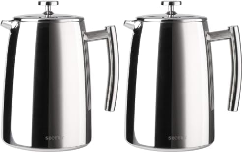 Secura French Press Coffee Maker, 50-Ounce, 304 Stainless Steel Insulated Coffee Press with Extra Screen (Pack of 2)