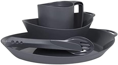 Lifeventure Ellipse Plastic 4-Piece Tableware Set: Knife/Fork/Spoon, Plate, Bowl, Mug for Camping, Travel & Outdoor